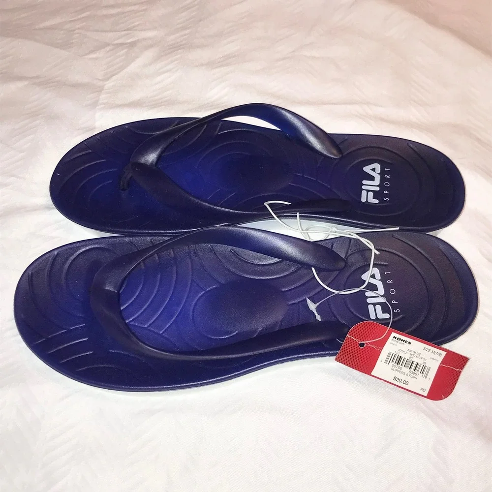 Fila Sport Navy Blue Thong Flip Flop Sandals Mens Size 7/8 WRU617FS0